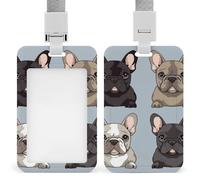 Porte-badge d'identification Bouledogue français avec clip rétractable, étui en plastique étanche et protection pour cordon, pochette pour badge de travail, porte-badge à enrouleur, étiquette nominati