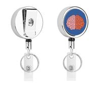 Porte-badge d'identification cerveau gauche et droit - Enrouleur de badge d'infirmière rétractable en métal robuste avec corde en nylon de 68,1 cm - Étiquettes amusantes pour enseignants, infirmières