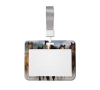 Porte-badge d'identification cheval avec lanière - Étui horizontal en plastique avec fenêtre transparente - Protection étanche pour carte d'identité - Pour infirmières, enseignants, bureau