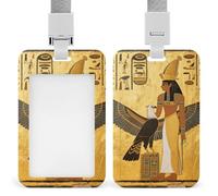 Porte-badge d'identification d'art égyptien antique, enrouleur de badge rétractable, porte-badge vertical avec cordon détachable, étui pour cartes d'identité pour le personnel de sécurité, femmes et h