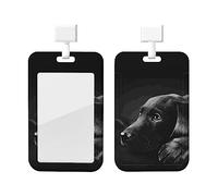Porte-badge d'identification de chiot Labrador noir avec lanière Protecteur de carte d'identité vertical Porte-badge avec fenêtre transparente Porte-badge de nom de carte d'identité pour infirmièreF