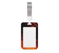 Porte-badge d'identification de feu dansant avec lanière verticale en plastique rigide avec fenêtre transparente, pochette de protection tendance pour homme et femme