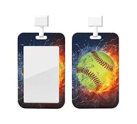Porte-badge d'identification de softball avec lanière Protecteur vertical de carte d'identité Porte-badge d'étiquette de nom avec fenêtre transparente Porte-badge de nom de carte d'identité pour inf