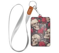Porte-badge d'identification de style gothique pour femme avec cordon et porte-cartes d'une capacité de 3 cartes pour employés de bureau, infirmières, enseignantes, étudiantes