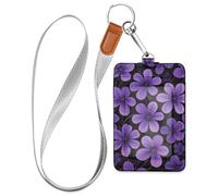 Porte-badge d'identification de style minimaliste pour femme avec lanière et étui d'une capacité de 3 cartes avec porte-cartes pour bureau, hôpital et permis de conduire Noir
