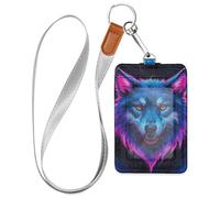 Porte-badge d'identification de travail en cuir violet fluo pour femme avec lanière et porte-cartes d'une capacité de 3 cartes pour bureau, hôpital et permis de conduire