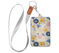 Porte-badge d'identification de travail moderne en cuir de style scandinave coloré pour femme avec cordon et porte-cartes de capacité de 3 cartes pour bureau, hôpital et permis de conduire
