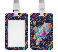 Porte-badge d'identification de vaisseau spatial graffiti, porte-carte d'identité vertical avec cordon détachable, porte-badge rigide et résistant, porte-cartes de travail étanche, protection pour la