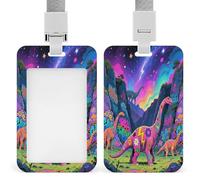 Porte-badge d'identification dinosaure graffiti, vertical, avec cordon détachable, rigide et résistant, porte-badge, porte-cartes de travail étanche, protection pour agent, enseignant, sécurité