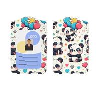 Porte-badge d'identification en cuir synthétique avec cordon - Motif panda - Love-Heart - Pour Ofiice
