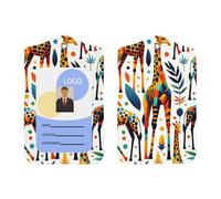 Porte-badge d'identification en cuir synthétique coloré et girafe géométrique avec cordon, porte-badge vertical pour Ofiice