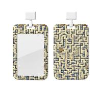 Porte-badge d'identification en forme de carte au trésor labyrinthe avec cordon - Protecteur de carte vertical en ABS transparent - Enrouleur rétractable pour le travail et le bureau