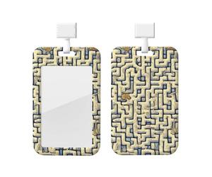 Porte-badge d'identification en forme de carte au trésor labyrinthe avec cordon - Protecteur de carte vertical en ABS transparent - Enrouleur rétractable pour le travail et le bureau