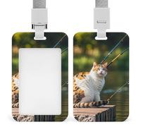 Porte-badge d'identification en forme de chat de pêche avec cordon amovible, étanche pour bureau, lieu de travail