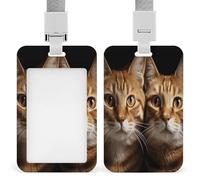 Porte-badge d'identification en forme de chat transparent avec lanière amovible - Pochette verticale en plastique rigide pour sécuriser les cartes d'identité de travail, cartes de crédit pour bureau