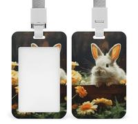Porte-badge d'identification en forme de lapin et de fleur, avec cordon amovible, étanche pour bureau, lieu de travail