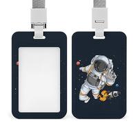 Porte-badge d'identification en plastique avec cordon - Motif astronaute dans l'espace - Pour femmes, infirmières, enfants, enseignants, médecins, étudiants, employés