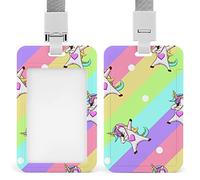 Porte-badge d'identification en plastique avec lanière licorne arc-en-ciel pour femmes, infirmières, enfants, enseignants, médecins, étudiants, employés de bureau