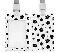 Porte-badge d'identification en plastique avec lanière noire simple fleur pour femmes, infirmières, enfants, enseignants, médecins, étudiants, employés de bureau