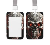 Porte-badge d'identification en plastique transparent - Porte-badge vertical en forme de crâne maléfique - Avec lanière - Porte-carte pour le travail, le bureau, les infirmières et les médecins