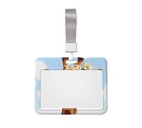 Porte-badge d'identification girafe avec lanière en plastique rigide pour badge de travail coulissant pour cartes d'identité, cartes de crédit, clés, cartes d'identité, étui de protection pour bureau,