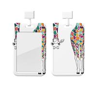 Porte-badge d'identification girafe coloré avec lanière Protecteur de carte d'identité en plastique Porte-badge d'étiquette de nom avec fenêtre transparente Porte-badge de nom de carte d'identité po