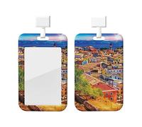 Porte-badge d'identification Grèce coucher de soleil avec lanière Protecteur de carte d'identité en plastique Porte-badge avec fenêtre transparente Porte-badge nominatif pour infirmièreFournitures d