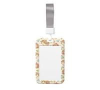 Porte-badge d'identification hérisson floral avec design coulissant double face, film transparent scannable et cordon tour de cou amovible.