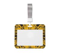 Porte-badge d'identification horizontal en plastique rigide avec cordon détachable, jaune moutarde et noir, pour carte d'identité - Pour enseignant, infirmière, bureau