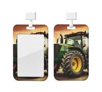 Porte-badge d'identification imprimé sur le thème du tracteur - Porte-carte en plastique étanche avec lanière - Pour cartes d'identité, cartes de crédit, clés de proximité, bureau, infirmière,