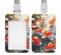 Porte-badge d'identification Koi vertical à clip avec cordon de protection durable pour bureau, infirmières, employés, porte-clés sécurisé pour cartes d'accès, cartes de travail