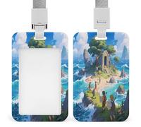Porte-badge d'identification Mysterious Island, vertical, avec cordon détachable, rigide et résistant, porte-badges, porte-cartes de travail étanches, protection pour la sécurité des agents et des ens