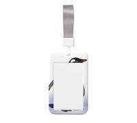 Porte-badge d'identification pingouin avec lanière verticale en plastique rigide avec fenêtre transparente, pochette de protection étanche pour badge de travail tendance pour homme et femme