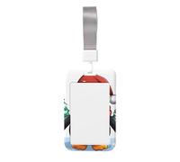 Porte-badge d'identification pingouin de Noël avec lanière verticale en plastique rigide avec fenêtre transparente, étui étanche pour badge de travail, pochette de protection tendance pour homme et