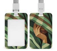 Porte-badge d'identification rétractable en tissu rayé vert marron pour femme africaine - Porte-carte de protection pour le travail, le bureau, le médecin, l'infirmière