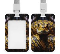 Porte-badge d'identification transparent en forme de serpent jaune avec lanière amovible - Pochette verticale en plastique rigide pour sécuriser les cartes d'identité de travail, cartes de crédit pour