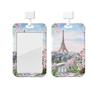 Porte-badge d'identité avec lanière Belle Tour Eiffel Paris Imprimer Étui porte-badge pour carte d'identité Étanche Tour de cou détachable Sangle Porte-étiquettes transparentes Porte-cartes transpar
