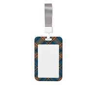 Porte-badge d'identité avec lanière écossais tartan à carreaux imperméable extra épais en plastique transparent refermable porte-carte d'identité, taille intérieure 5,1 x 7,6 cm, style vertical, inf
