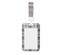 Porte-badge d'identité avec lanière Gris Plaid imperméable extra épais en plastique transparent refermable Porte-carte d'identité, taille intérieure 5,1 x 7,6 cm, style vertical, cadeau étudiant inf