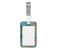 Porte-badge d'identité avec lanière Mandala étanche extra épais en plastique transparent refermable porte-carte d'identité, taille intérieure 5,1 x 7,6 cm, style vertical, cadeau étudiant infirmière
