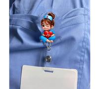 Porte-badge d'identité d'infirmière en acrylique plat 2D - Clip rétractable, étiquette durable, convient aux étudiants en médecine et aux infirmières en exercice - Matériau PMMA durable, pour l'identi