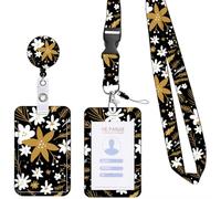 Porte-badge d'identité, imprimé floral, porte-carte de travail avec bobine télescopique et clip de ceinture, protection multifonction avec cordon pour infirmière