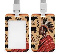 Porte-badge d'identité rétractable Art africain, porte-badge vertical avec cordon détachable, étui pour cartes d'identité, pour le personnel de sécurité, femmes et hommes.