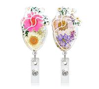 Porte badge d'infirmière, 2 pcs Porte-Carte d'identité Coeur, enrouleurs de badges rétractables, Pédiatrie Soins Infirmiers Badge Clips, pour médecin Infirmière Hôpital Bureau Clinique