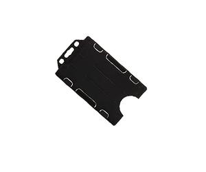 Porte-badge double face noir ouvert pour carte d'identité, support vertical, peut contenir une carte de crédit de 86 mm x 54 mm