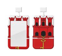 Porte-badge drapeau de Gibraltar avec cordon - Protecteur de carte vertical - Coque rigide en ABS transparent - Bobine rétractable pour le travail et le bureau