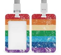 Porte-badge drapeau des droits LGBTQ+ avec cordon, robuste, porte-badge nominatif mignon pour femmes et hommes