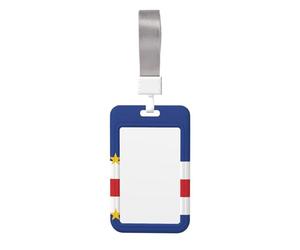 Porte-badge drapeau du Cap-Vert Matériau ABS durable, affichage clair de l'identification, convient pour bureau, événement, réunion, identification facile.