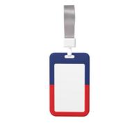 Porte-badge drapeau du Liechtenstein - Matériau ABS durable - Affichage transparent - Convient pour le bureau, un événement, une réunion, une identification facile.