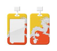 Porte-badge drapeau du Royaume du Bhoutan avec cordon de protection vertical pour carte - Coque rigide en ABS transparent - Bobine rétractable pour le travail et le bureau